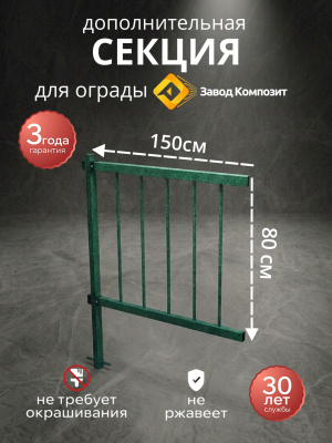Секция 150см высота 80см малахит